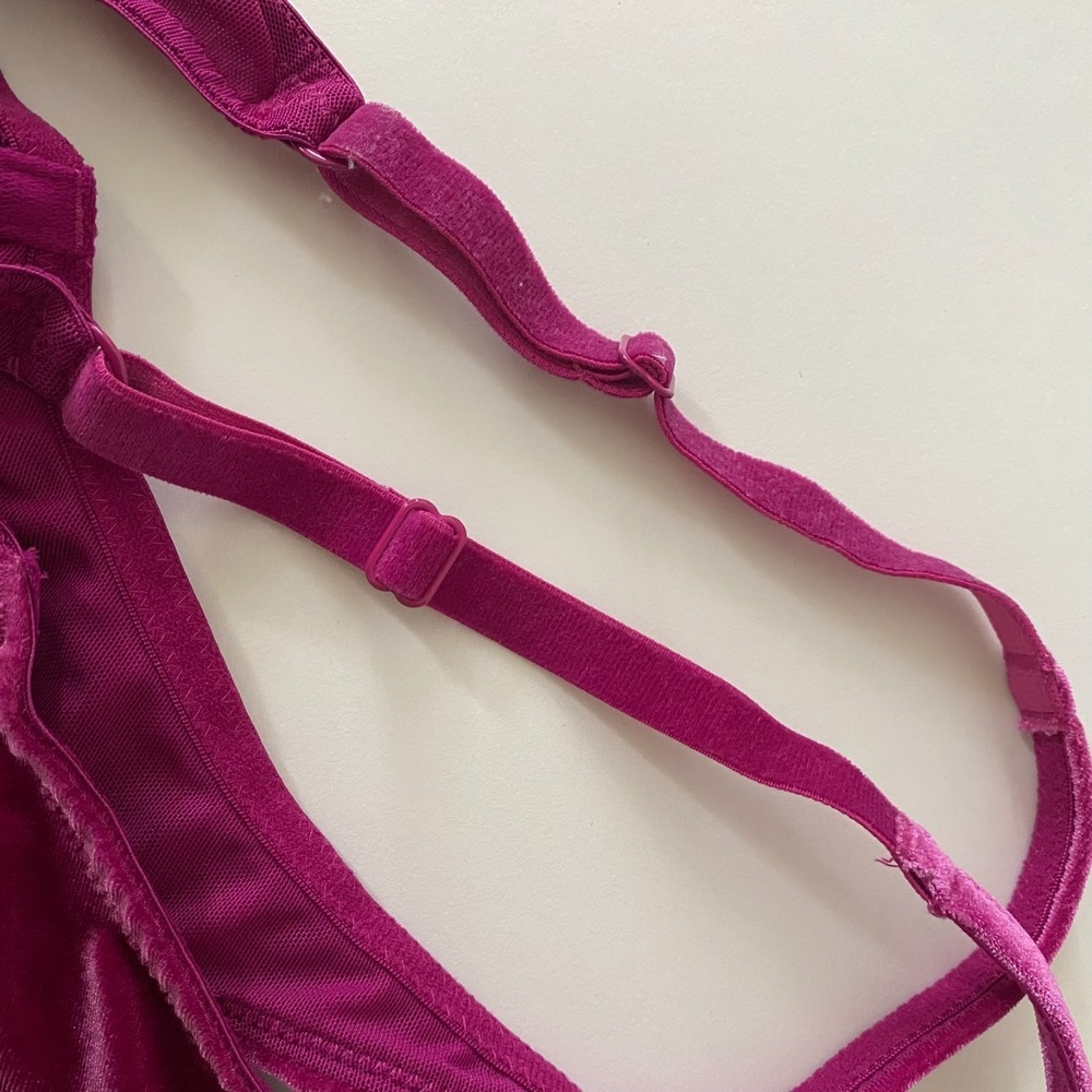 Savage X Fenty Velvet Vixen Lace-Up Bralette Size XL Burgundy - Picture 8 of 9